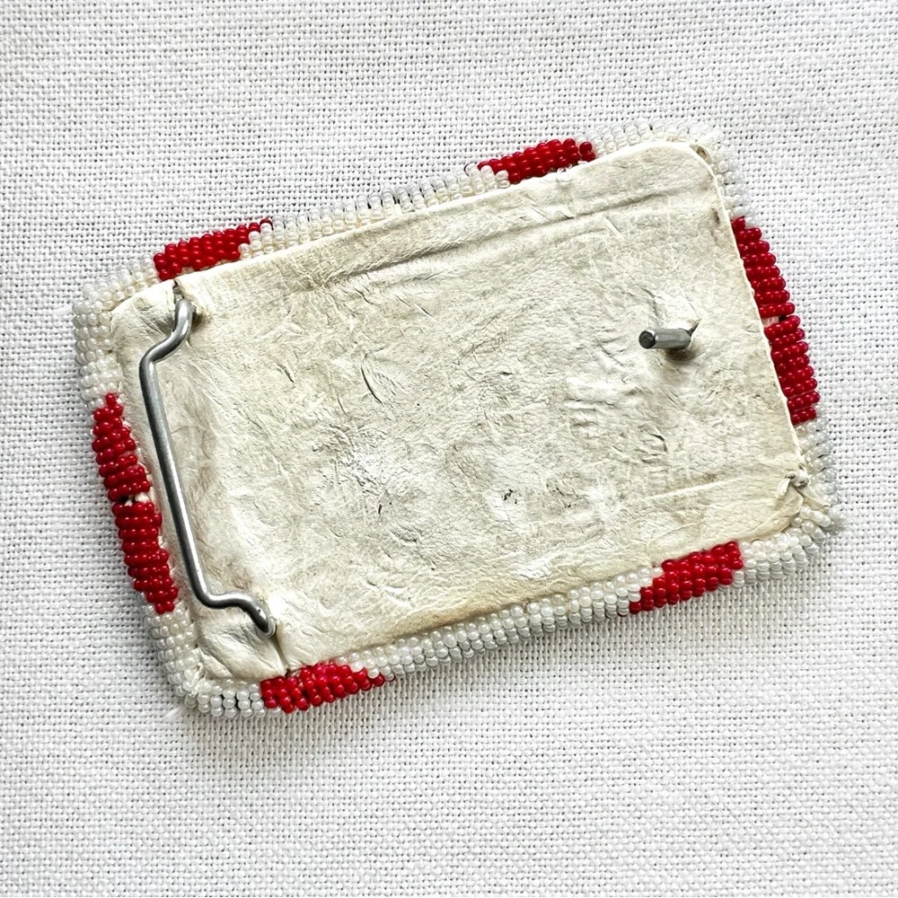 VINTAGE Beaded XL Southwestern Western Belt Buckle Unisex Native Cowboy